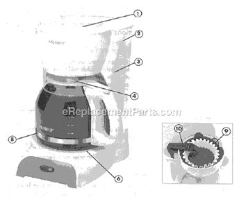 Page A Diagram and Parts List for DRX23  Mr Coffee Coffee Maker